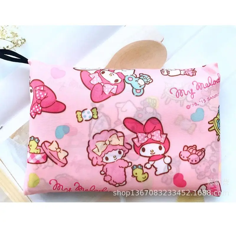 Cartoon Sanrioed My Melody Shopping Bag Kawaii Folding Eco-Friendly Shopping Bag Large Capacity Storage Bag for Home Daily Use