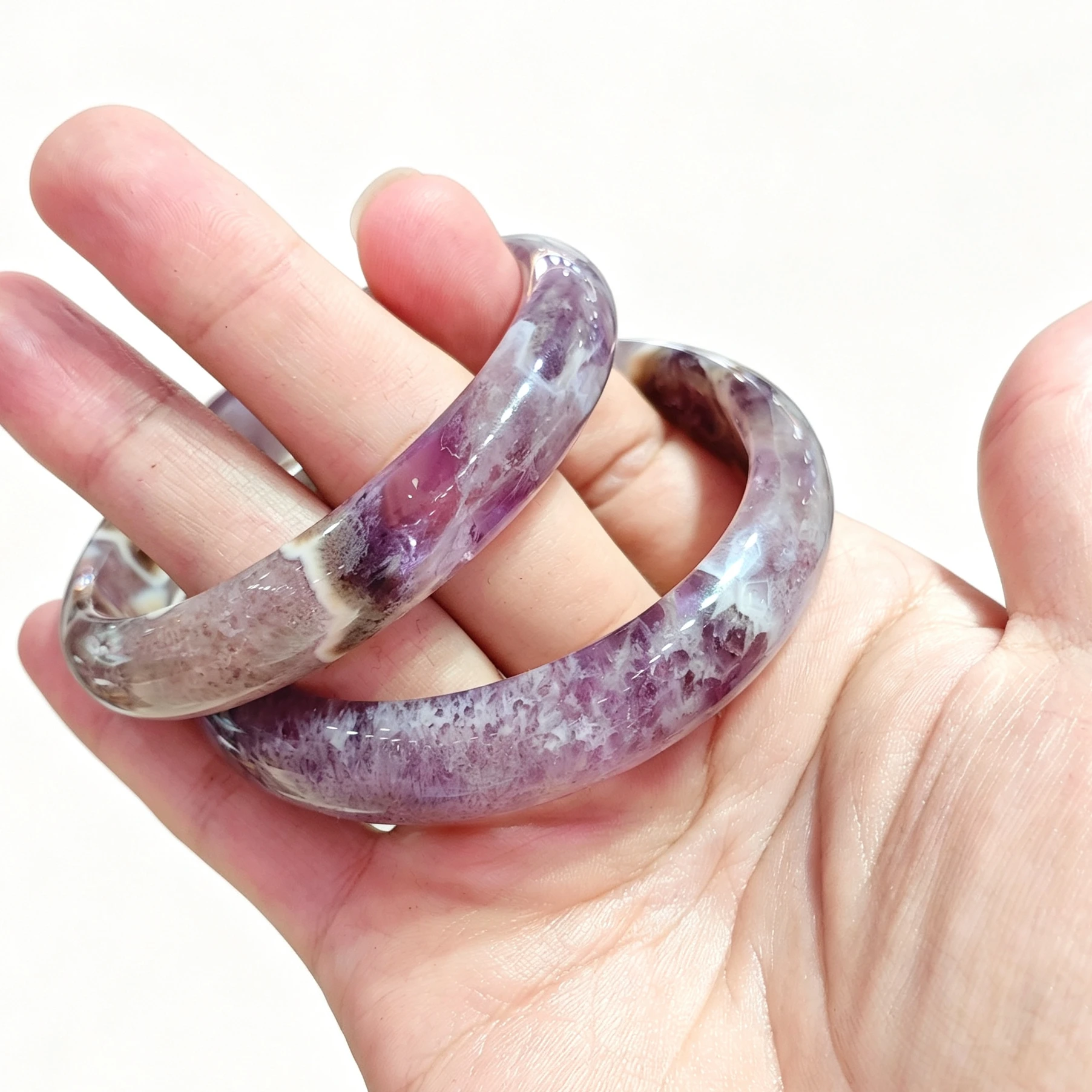 Natural Dream Amethyst Bangle Bracelet Chevron Purple Quartz Bangle Smooth Polished Gemstone Jewelry Gift Women