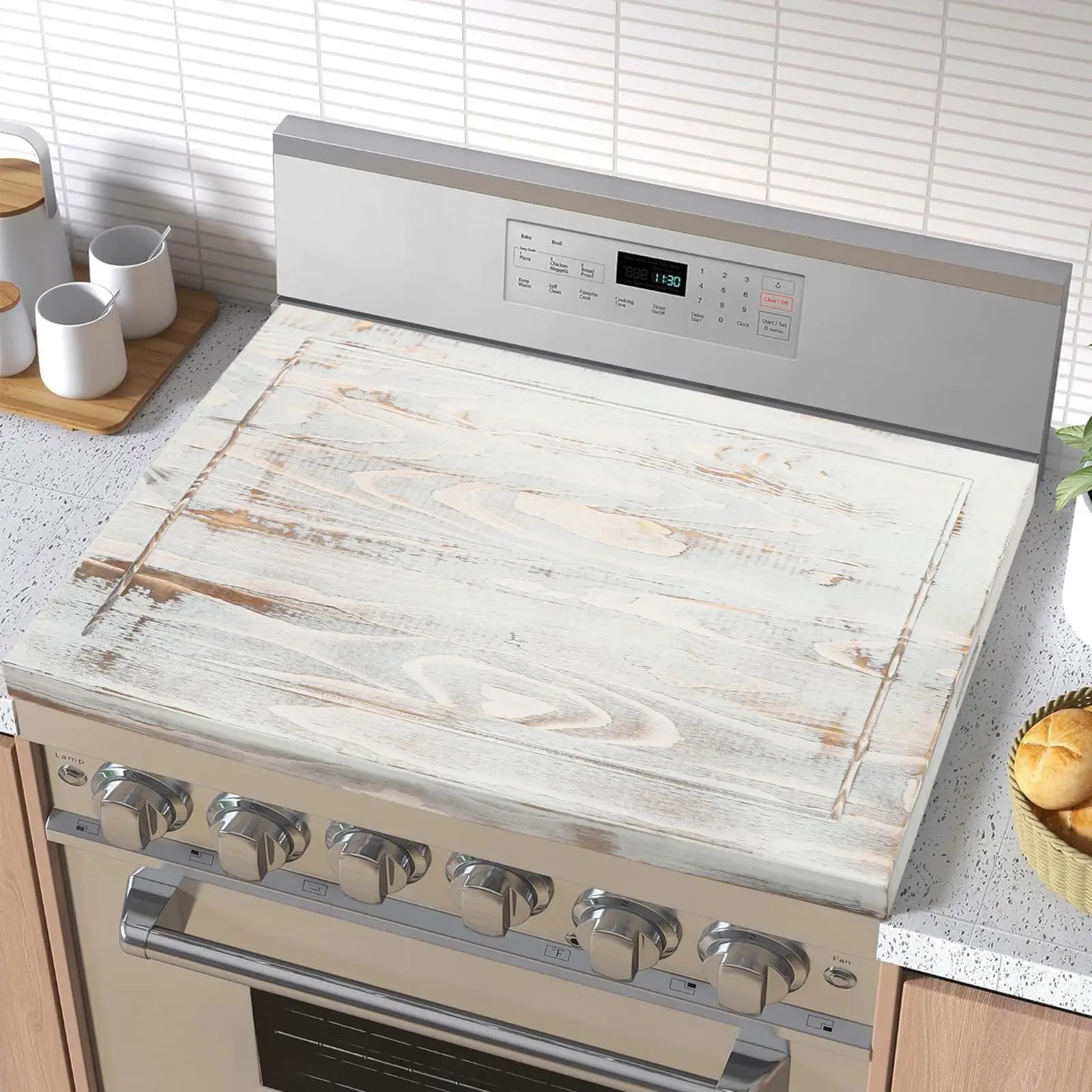 

Noodle Board Stove Cover, 30 X 22 Inch Wooden Stove Top Covers for Glasstop Stove and Electric Stove, Gas Stove Burner, Wooden S