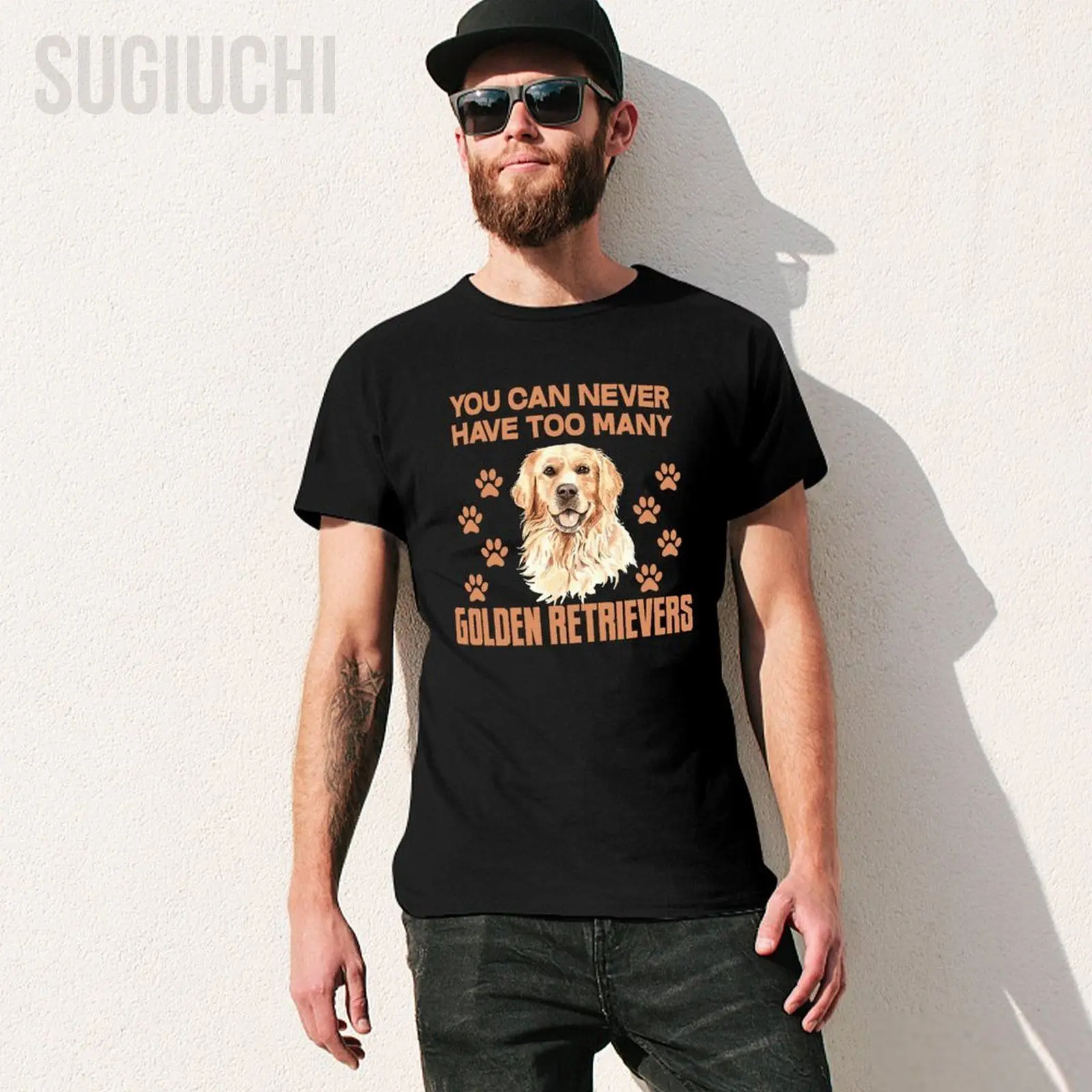 Unisex Men Funny Golden Retriever Dog Head Tshirt Tees T Shirts Women Boys 100% Cotton T-Shirt