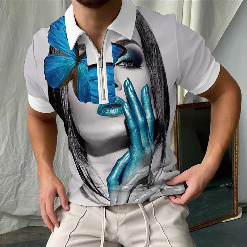 Fashion Face Pattern Men's Polos T-Shirts Summer Short Sleeve 3D Printed Street Hip Hop Male T Shirt 6XL Plus Size Casual Tops