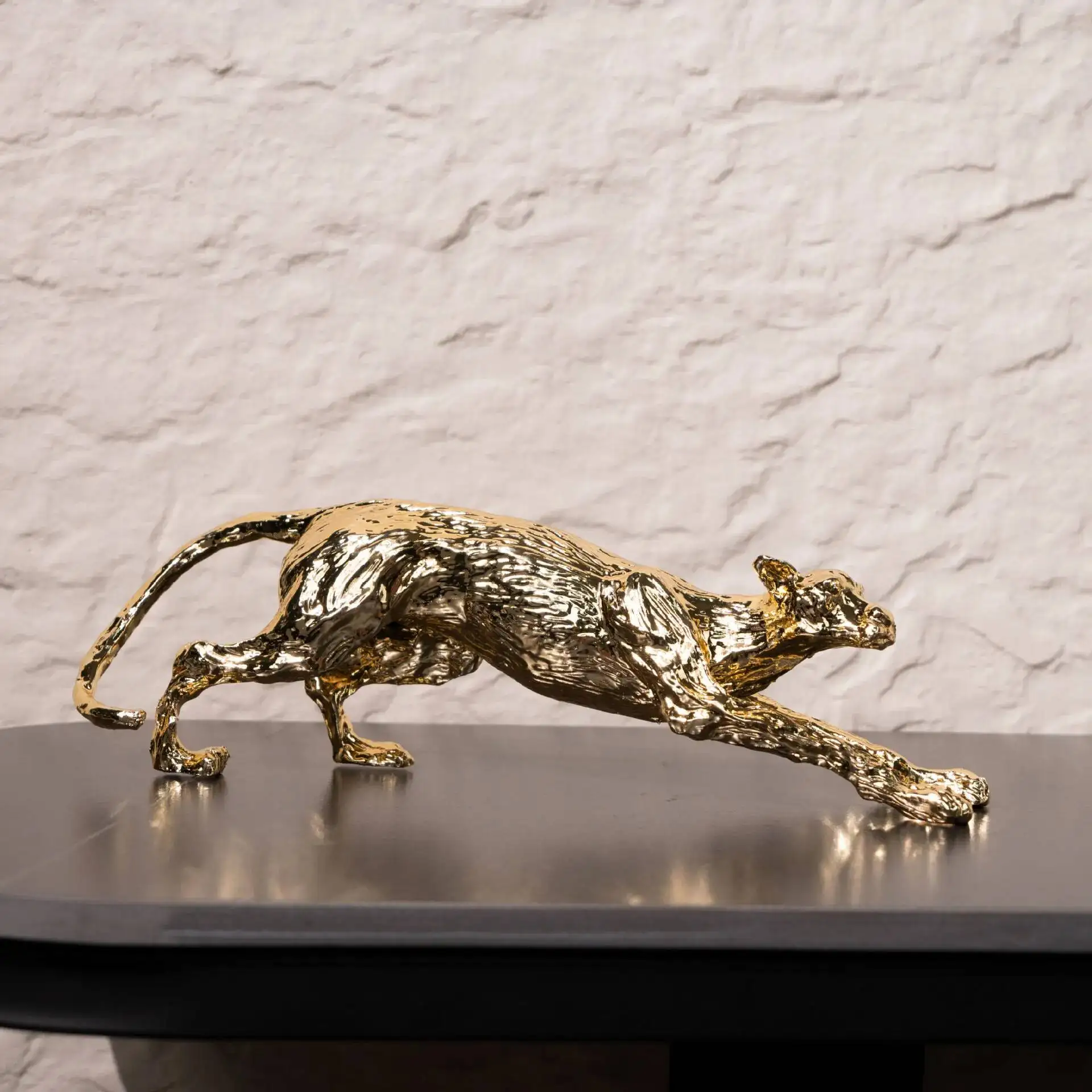 Abstract Metal Leopard Simulated Animal Ornaments Golden Leopard Cheetah Decorative Figurines Home Decoration Accessories
