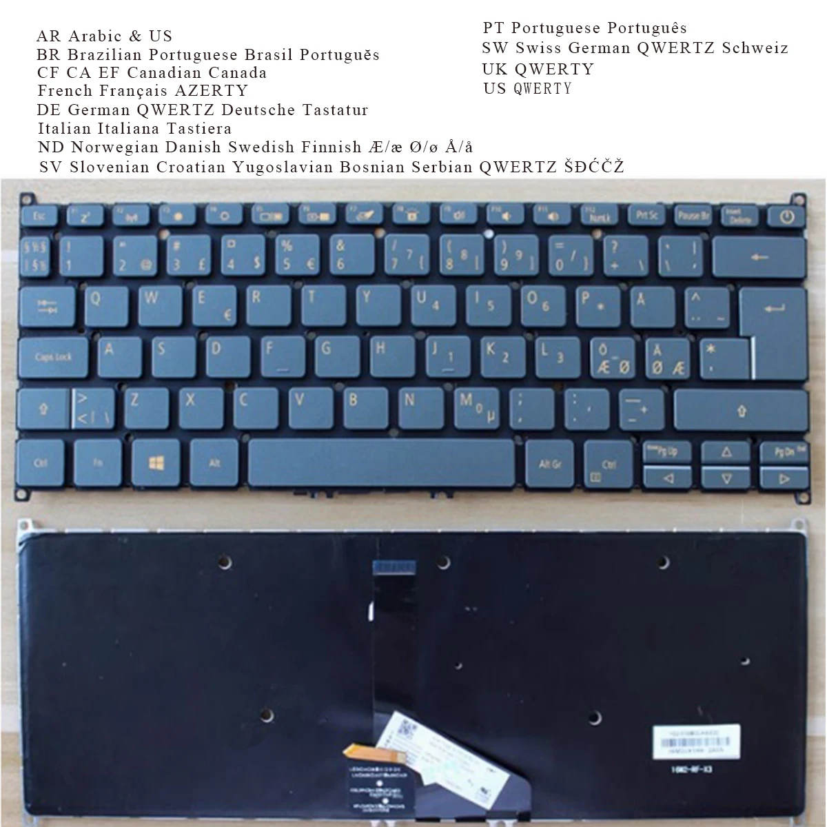 

Новая клавиатура AR BR CF FR GR IT ND PO SW UK US YU для Acer Swift SF313-51 SF314-42 SF314-57 -58-59 SF514-52 -53 -54 -55 с подсветкой
