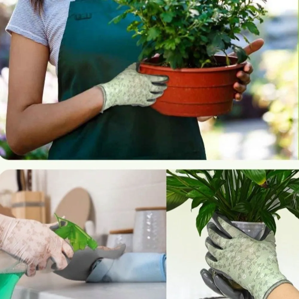 Floral Pattern Gardening Gloves Breathable Anti Prickling Work Gloves Comfortable Multi-purpose Labor Protection Gloves
