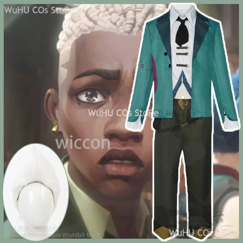 Game LOL Arcane S2 Costume Ekko Cosplay Green Suit Uniform Top Pants Wigs Man Halloween Christmas Party