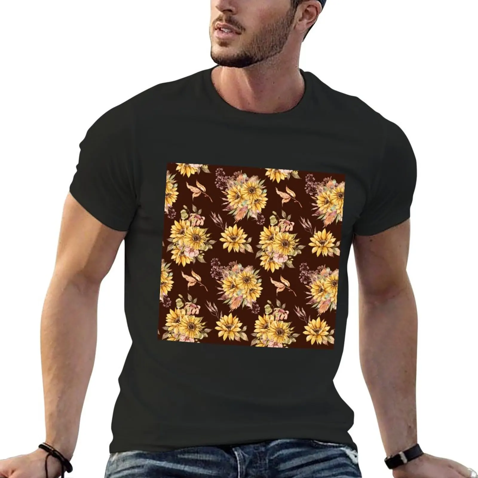 

Watercolor sunflower bouquets T-Shirt vintage graphic tee Aesthetic clothing man clothes mens workout shirts