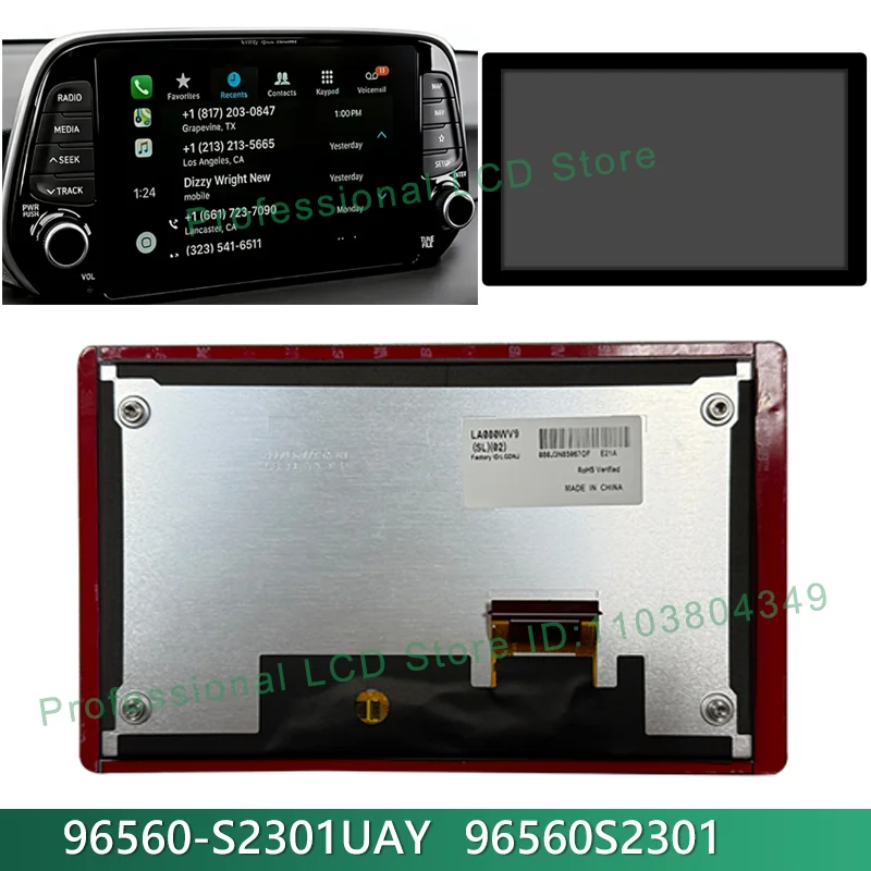 LA080WV9-SL02 LCD With Touch Screen For Hyundai Santa FE 2019-2020 Navigation LA080WV9 SL08 SL06 96560-S2301UAY 96560S2301