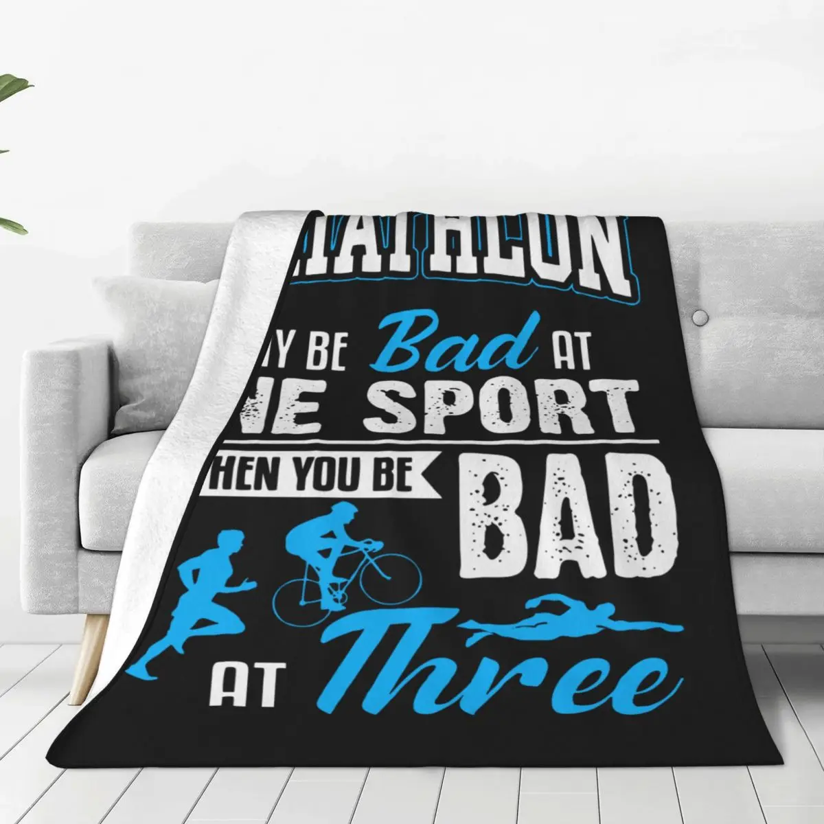 

Triathlon Velvet Throw Blankets Triathlete Funny Race Run Bike Swimming Sport Gift Blanket for Bed Office Super Warm Quilt