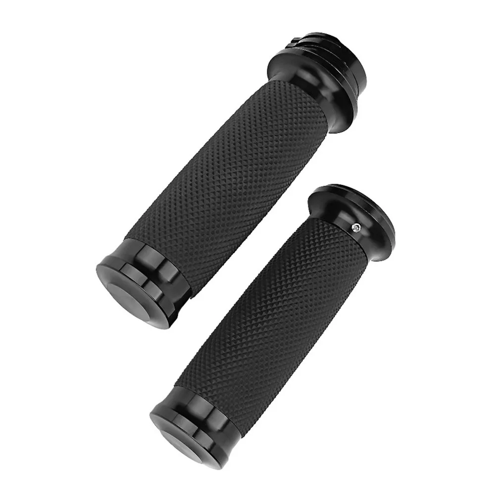 2pcs Black Electronic Throttle Grips Non-Slip Design 1 Inch Diameter Motorcycle Throttle Grips Handlebar Hand Grips