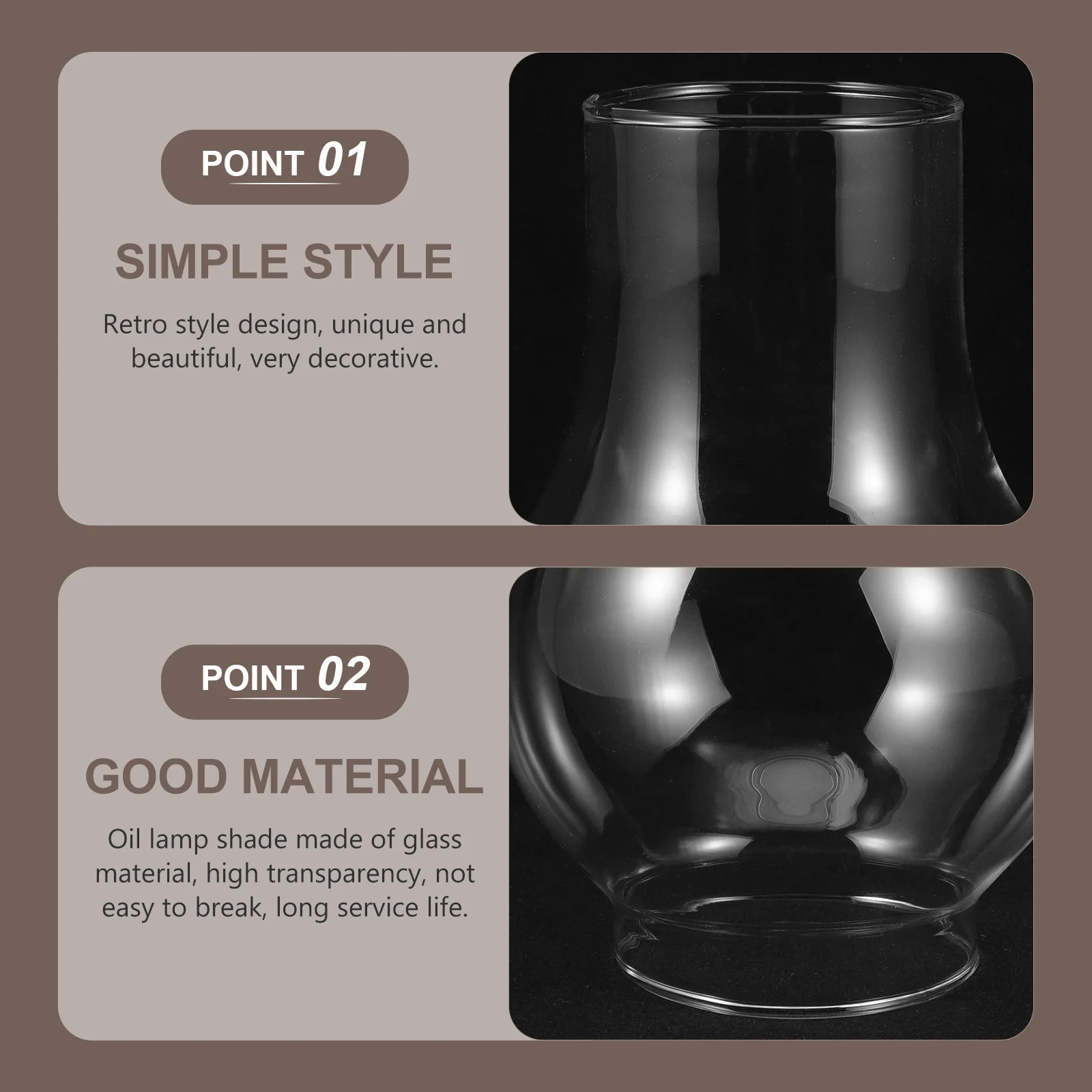 

2Pcs Oil Lamp Chimney Glass Replacement Clear Lamp Shade Windproof High Temperature Resistant for Camping Home Decor