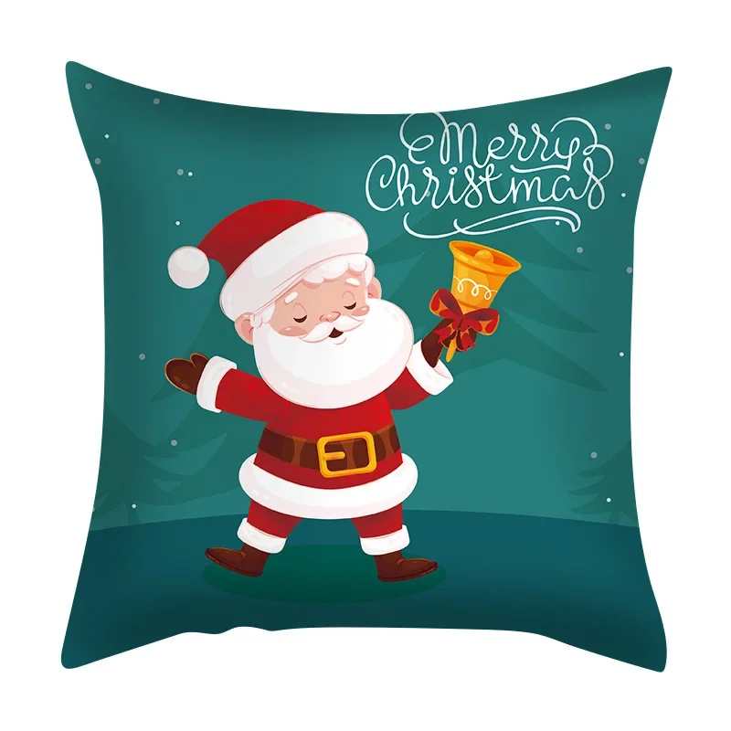 Home Decoration Christmas decoration green -red house Santa Claus printed pillowcase cushion cover Decoración navideña