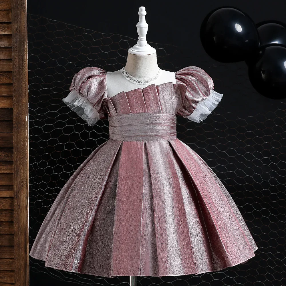 Robe de soirée princesse pour filles, robe de Rhpour enfants, jupe plissée, mariage, anniversaire, performance de piano, éducatif, 5 couleurs, 110cm-150cm