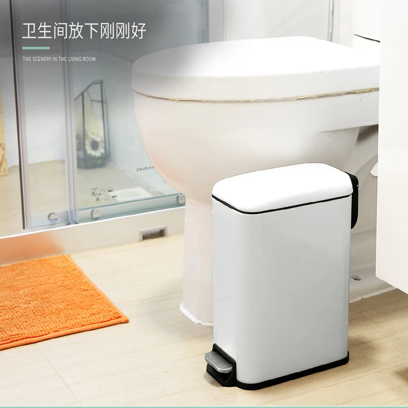 

5L Foot-operated Trash Can Bathroom Covered Trash Bin Home Stainless Steel Dustbin Toilet Gap Garbage Bin Kitchen Wastebasket