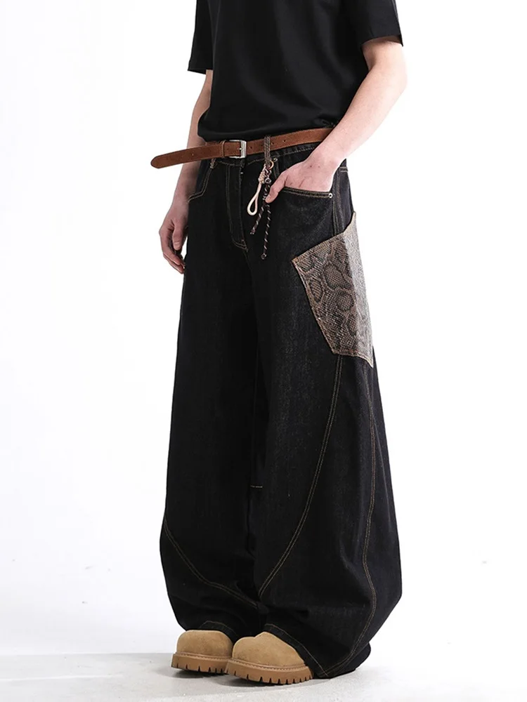 

American Sle Work Pants 2025 Snake Year Limited Edition Python Print Loose Casual Multi ket Wide Leg Long Jeans