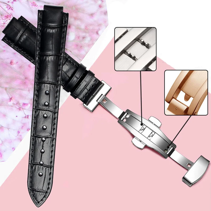 Leather Watch Band For  BALLON BLEU DE CARTIER  Watchstrap Women and Men Watch Convex Joint Bracelet 14mm 16mm18mm 20mm  22mm