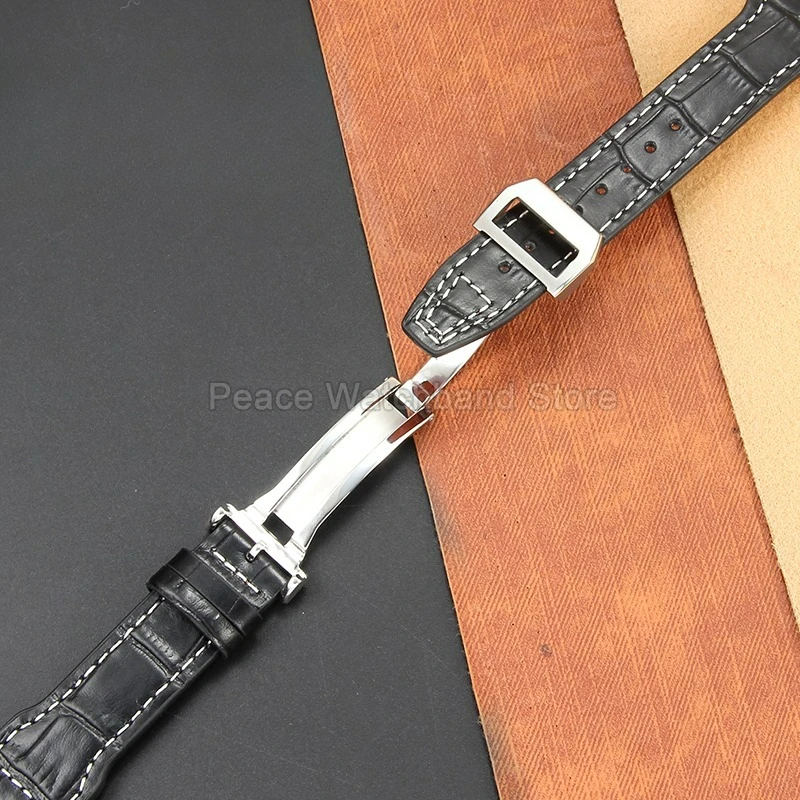 حزام ساعة من الجلد الطبيعي مع بطانة شبكية قابلة للتنفس ومقاومة للعرق لامعة طبيعية لـ IWC Pilot's Le Petit Prince Mark 18