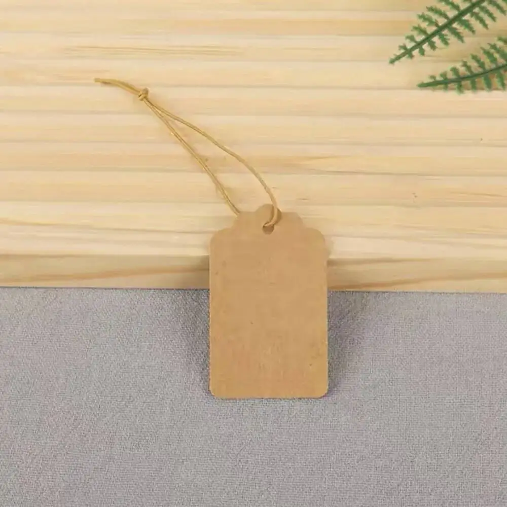 200 Stück leere Hangtags aus Kraftpapier mit elastischem Faden, Preisschilder für Schmuck – Detail 3