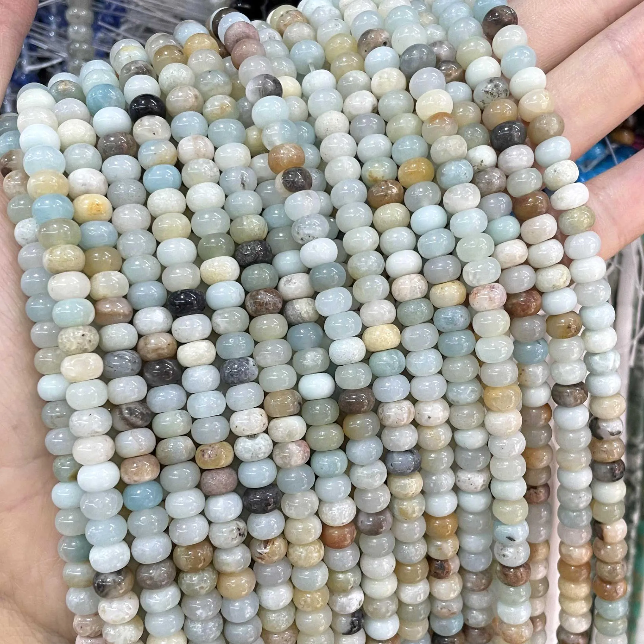 Natural Amazonite Stone Beads Round Faceted Rondelle Square Irregular Shape For Jewelry Making Diy Bracelet Accessories