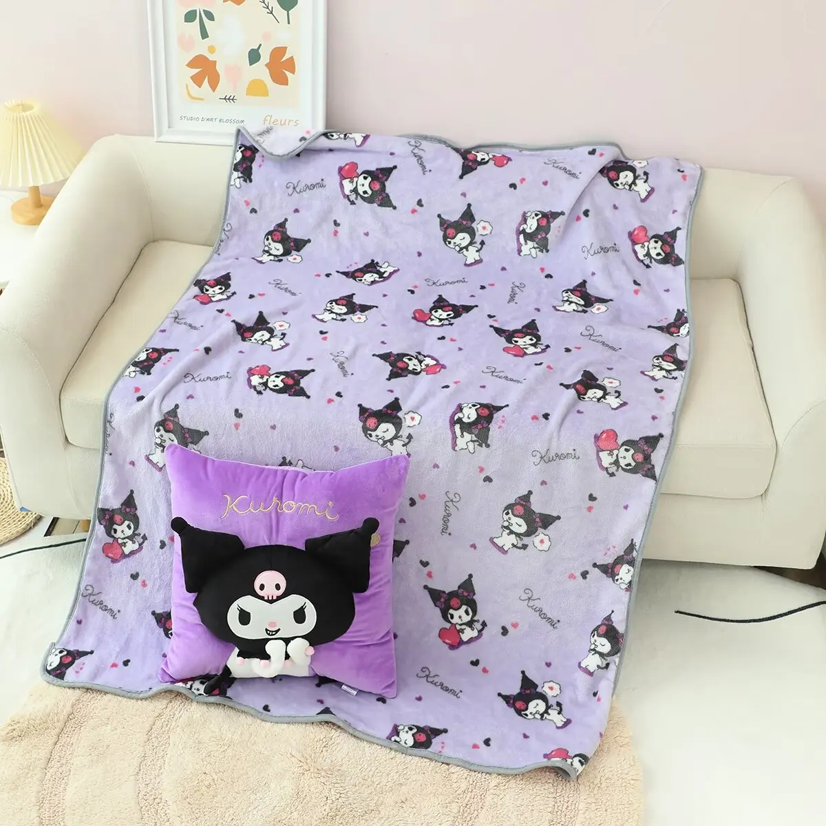 Saniro My Melody Hello Kitty Kuromi Cuddly Pillow Stuffed Anime Back Cushion Blanket Pillow Sofa Bed Home Decor Xmas Gifs Girl