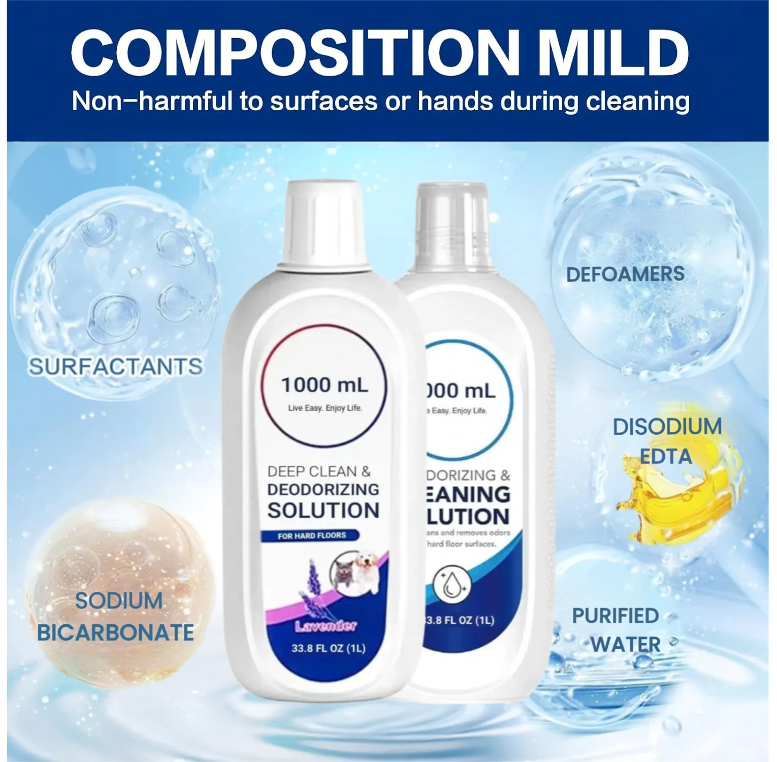 

2-Pack 1L Floor Cleaning Solution Combo,Detergent Refill Compatible with Tineco S7/S6/S5/S3 Floor One, All Series Wet Dry Vacuum