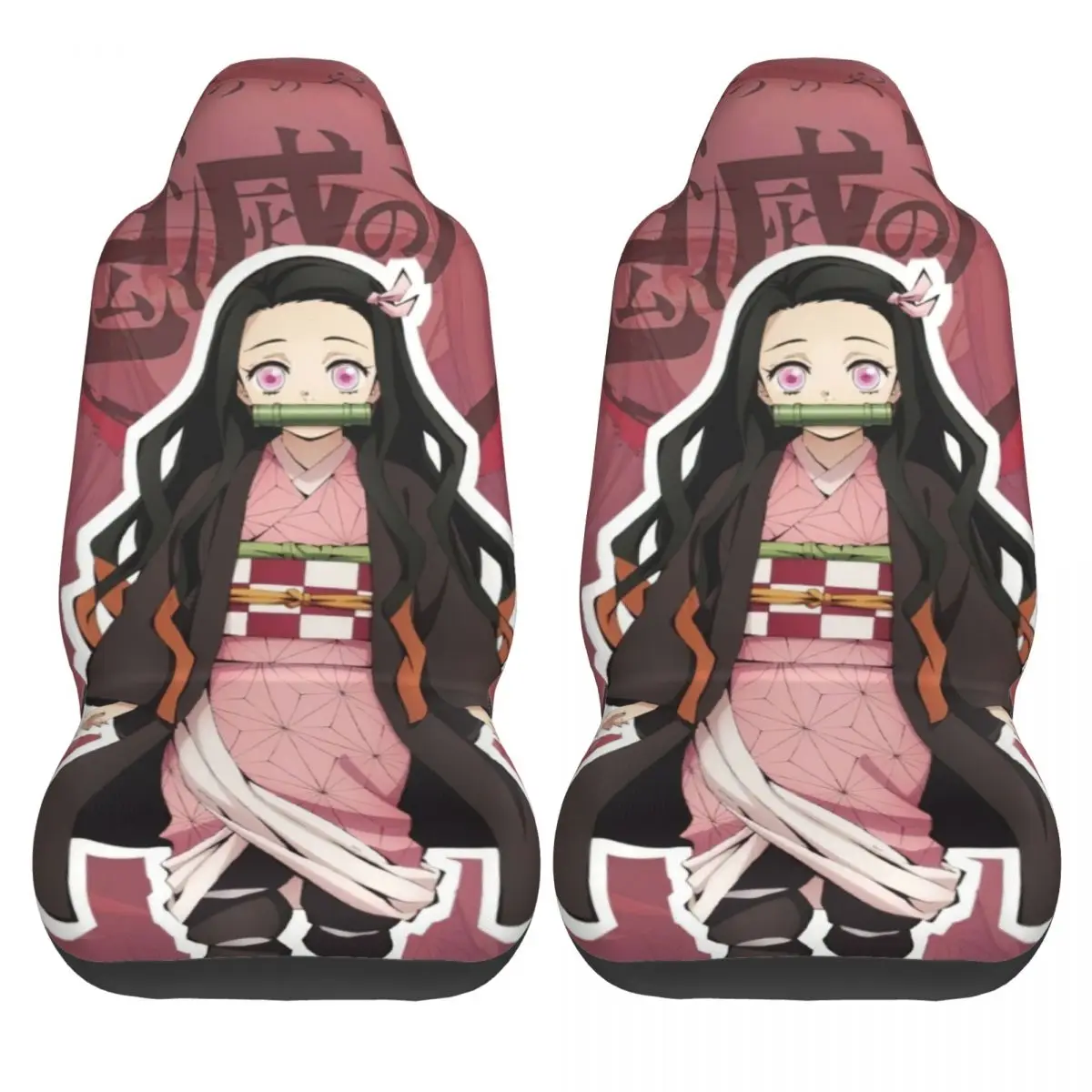 Custom Demons Nezuko Kamado Universal Car Seat Cover Waterproof Slayers Print K-Kimetsu Anime Seat Covers Fabric Car Styling