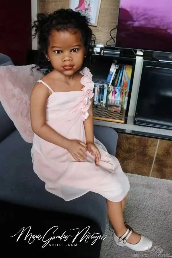 46inch Tanned Skin Tone Finished Reborn Doll Minnie Painted Mold short Curly Hair Dolls Kit DIY