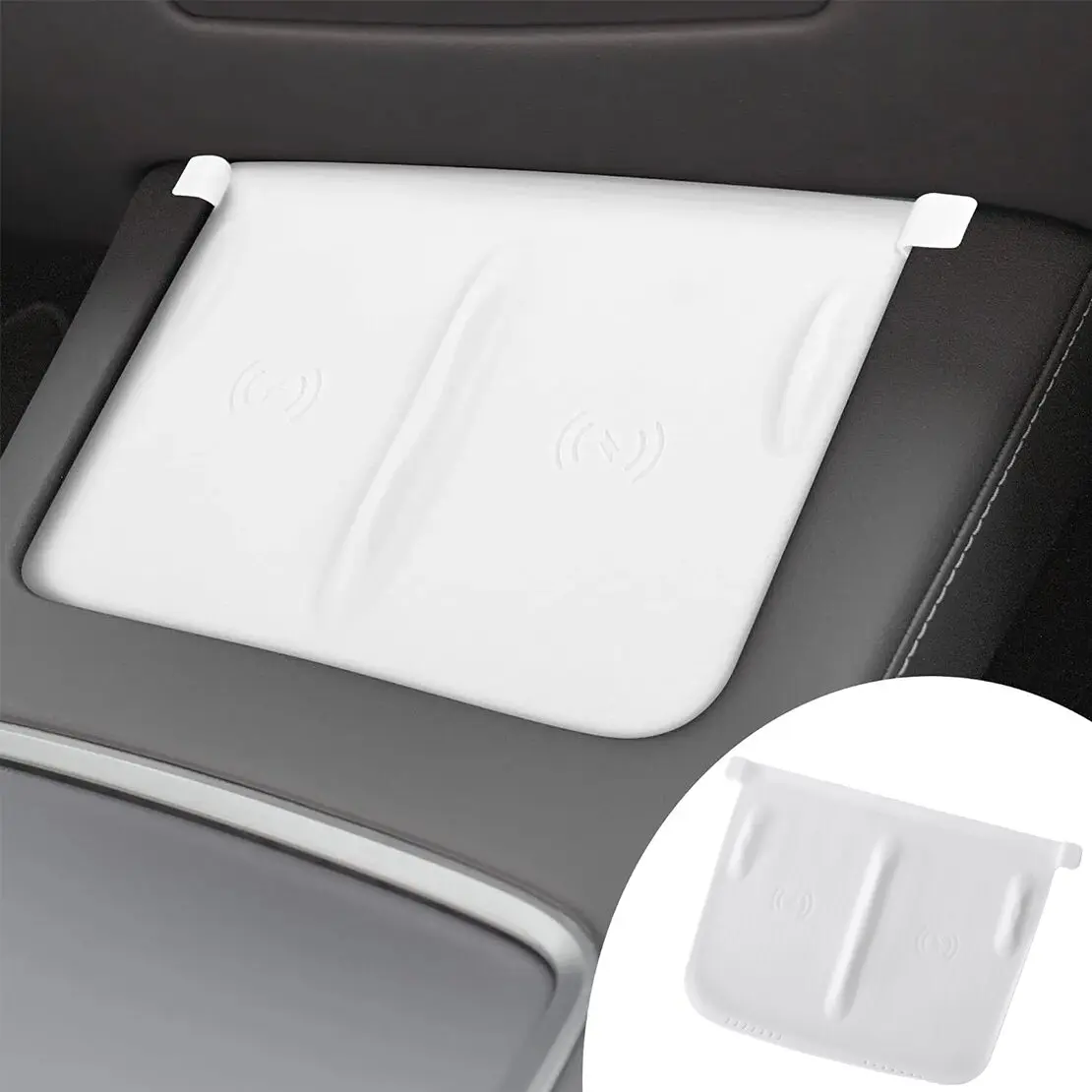 Car White Center Console Wireless Charging Silicone Pad Mat Cover Fit for Tesla Model Y 3 2021-2024