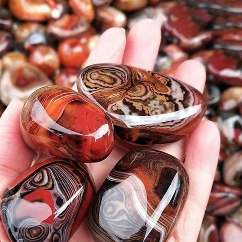 Natural Polished Agate Energy Crystal Red Agate Specimen Strange Round Aura Healing Stone Home Decoration Rock Crafts Decoration