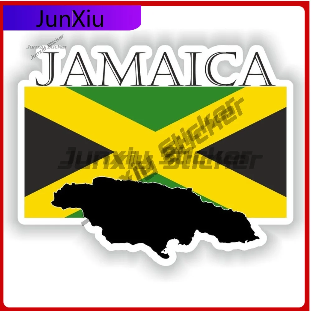 

Jamaica National Emblem Map Shape Sticker Anti Scratch Waterproofing Exterior Vintage Stickers For Phone Waterproof Decals Motor