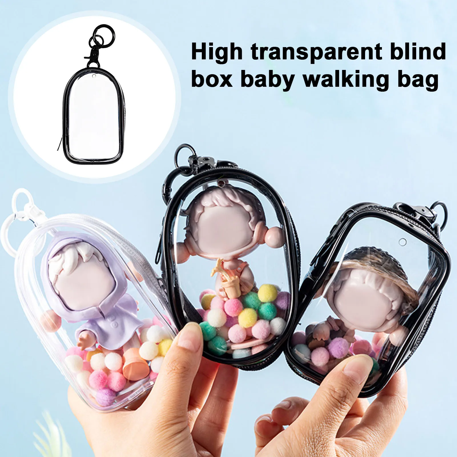 Transparent Keychain Bag Exquisite Keychain PVC Mystery Box Waterproof Thicken Transparent Keychain Organizer Bag 3d Doll Bag