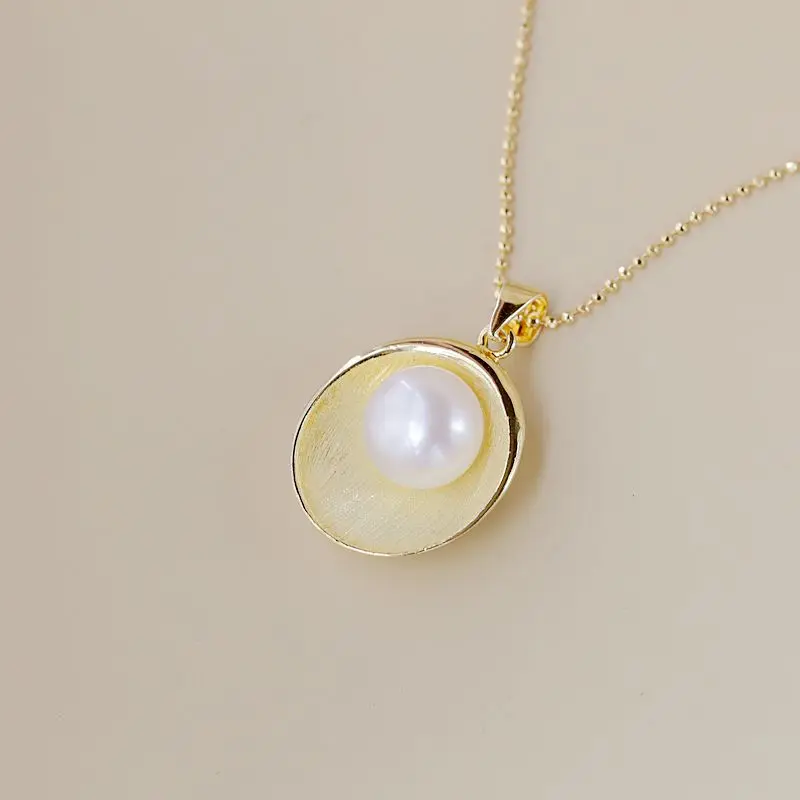 

Authentic 925 Sterling Silver Pendant Fashion Natural Freshwater Pearl 18K Gold Plated Egglike Shape Pendant Women Jewelry Gift