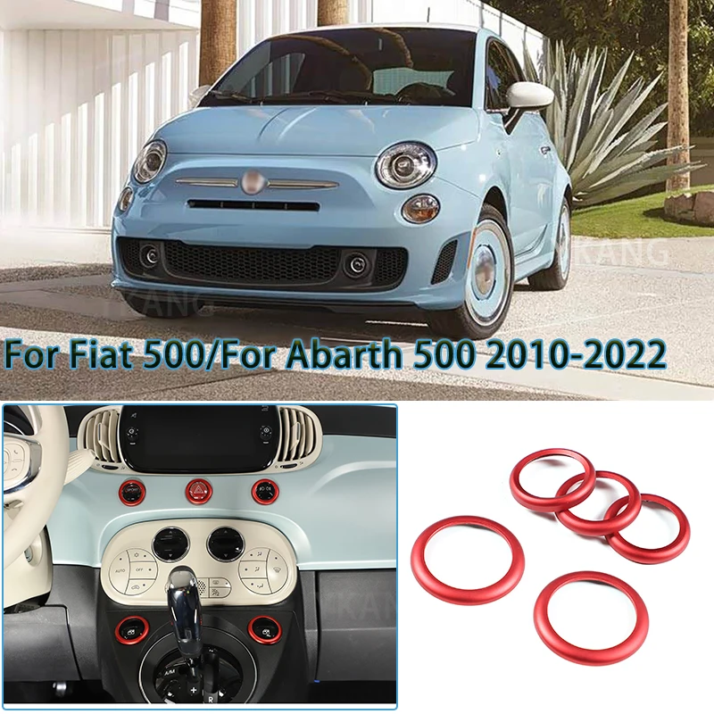 

For Fiat 500/For Abarth 500 2010-2022 Aluminum alloy Black/Red Car Double Flash Glass Lifting Decorative Ring Car Interior parts