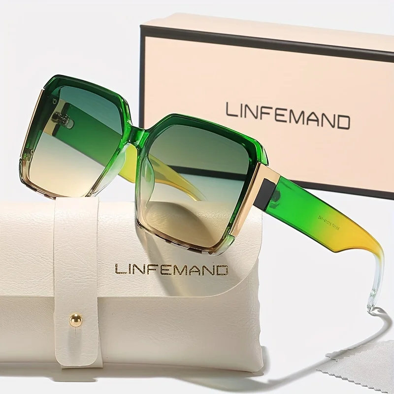 LINFEMAND Frameless Gradient Fashion Large Sunglasses, Soft Green ✨ Frameless Gradient Sunglasses ✨ Elegant frameless design  main image 2