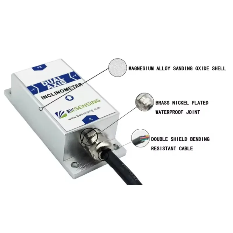 MAF BWSENSING BWM826 Dual Axis Digital Output Inclinometer RS232 RS485 TTL Optional 0.005 Deg Accuracy Tilt Angle Sensor