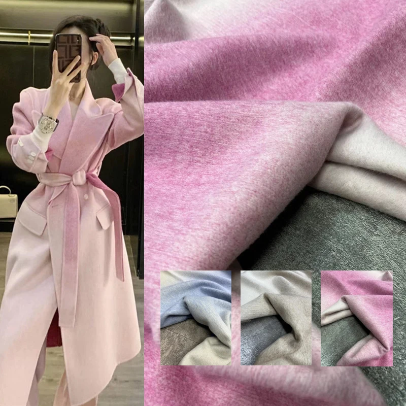 Autumn Winter Gradient Color Double-sided Cashmere Fabric Fashion Light Luxury High Overcoat Clothing Private Customized Fabric