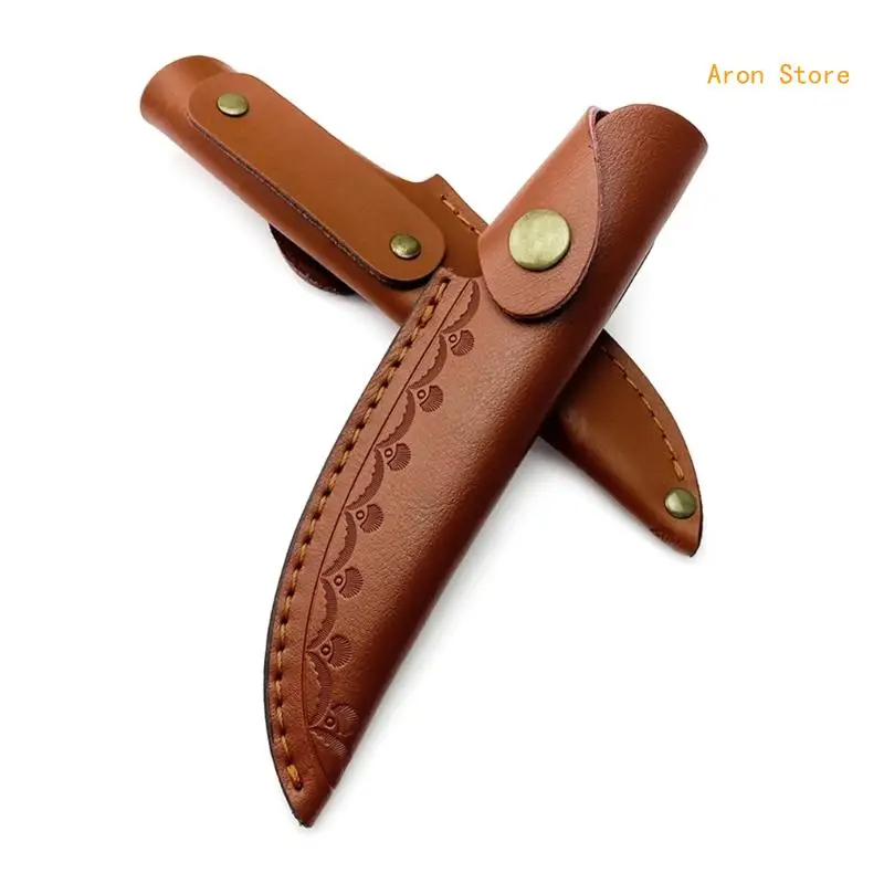 Leather Knife Sheath with Waist Belt Buckle Pocket Knife Protective Cover Tool H3CF