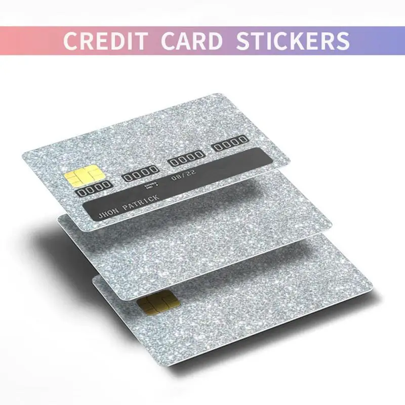 Credit Card Skin Stickers 4pcs Shiny Card Removable Covering Skin Bubble Free Card Protection Film Waterproof Bank Card