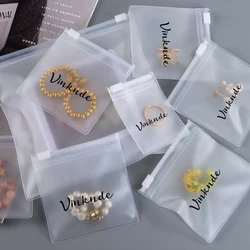 200pcs Bulk Jewelry Zipper Bags Custom Plastic Frosted Transparent Bag With Logo Small PVC Necklace Earrings Rings Package Pouch