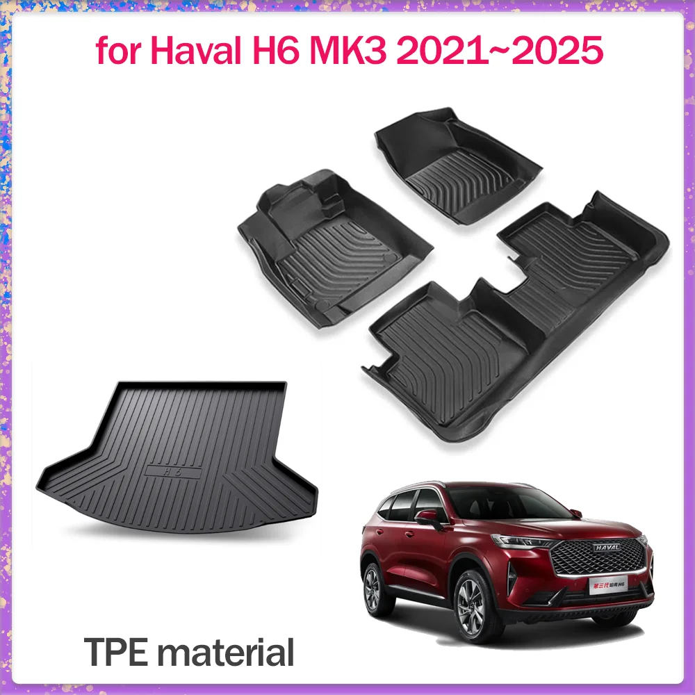 

Car Floor Mat for Haval H6 MK3 2021~2025 2022 2023 TPE Foot Interior Liner Waterproof Trunk Pad Carpet Custom Part Accessories
