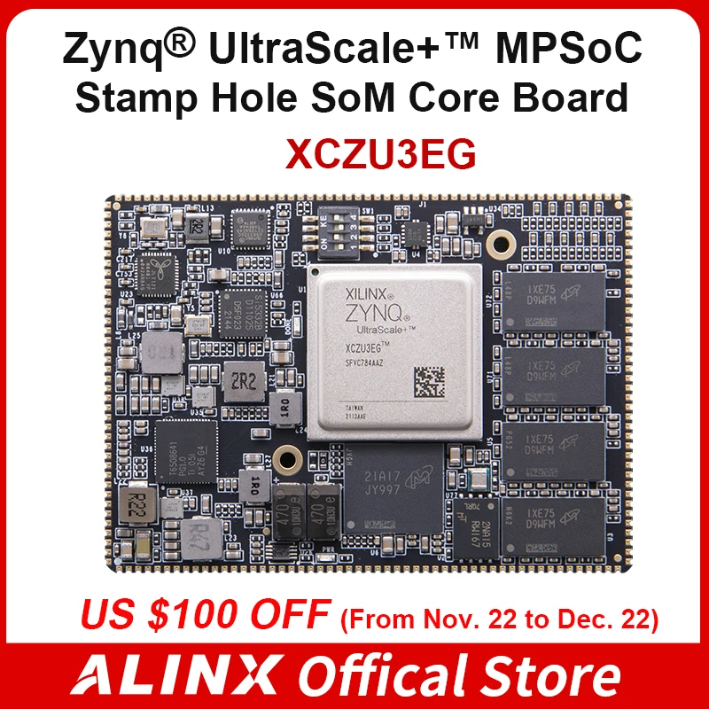 

ALINX SoM M3EG: Xilinx Zynq UltraScale + MPSOC AI XCZU3EGSoM система на модульном отверстии для штампов