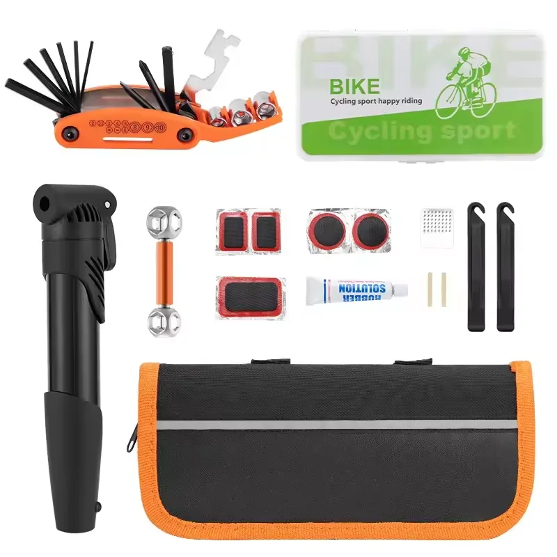 

Bicycle Repair Kits Bag with Pump Tire Patch Lever Outdoor Tool Road Bike Repair Kits Multifunctional Bicycle Repair Tools Set