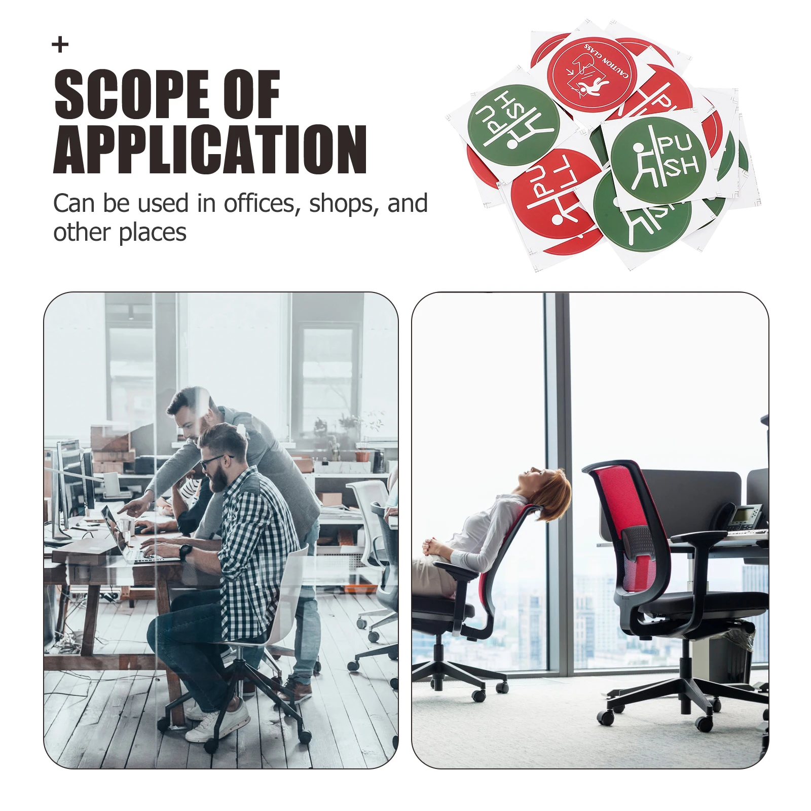 

36Pcs Glass Door Sticker Reliable Heavy-Duty Reusable Window Decals for Interior Exterior Use Instructional Safety Signs