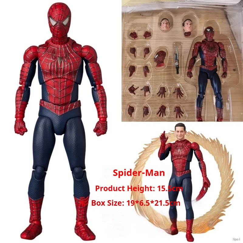 โมเดลตุ๊กตาสไปเดอร์แมน ฮีโร่ โน รีเทิร์น จากมาร์เวลคอมิกส์ ขนาด 15 ซม. ขยับได้ งานแฮนด์เมด สามหน้าเปลี่ยนได้ ของตกแต่งคุณภาพสูง