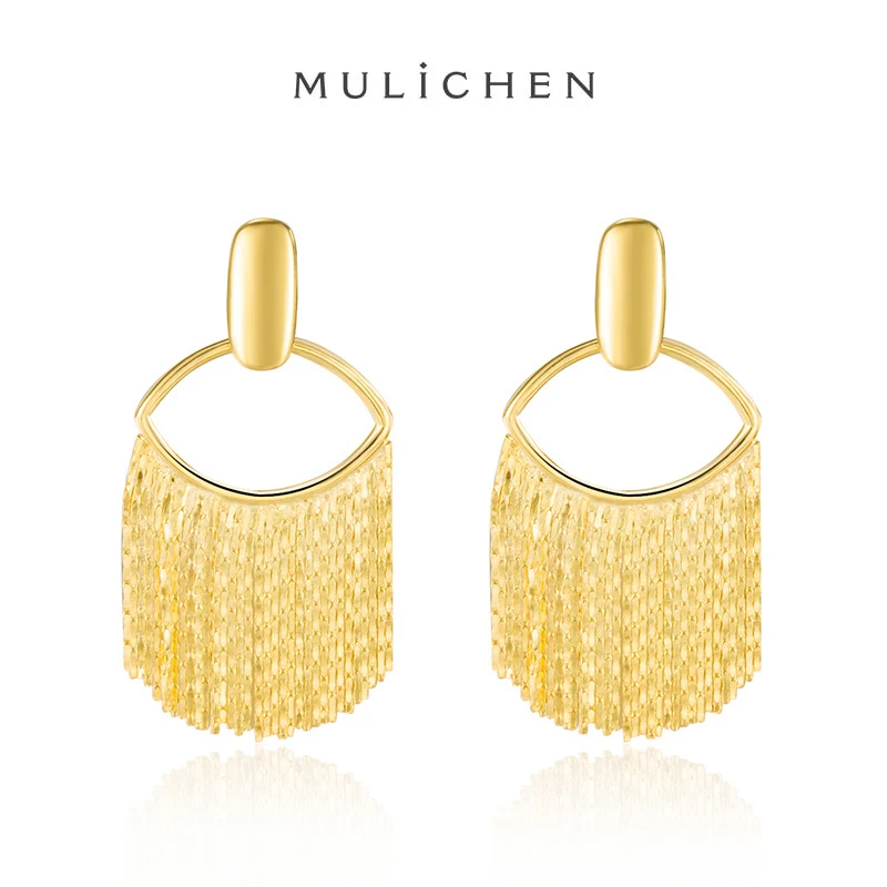 

INS Tassel Earrings S925 Sterling Silver High-end Feeling, Niche and Versatile, Exaggerated 18K Gold-plated Earrings for Women