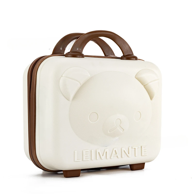 Bear Head Makeup Case PP Password Box 14 Inch Suitcase Luggage Cartoon Wedding Companion Gift Storage Portable Travel Case