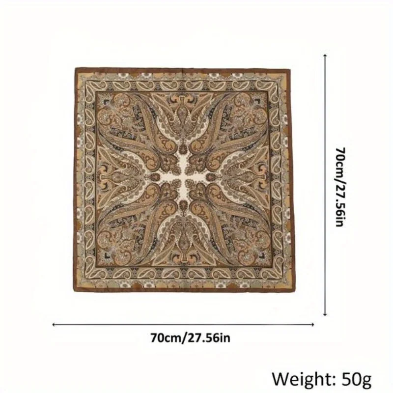 وشاح مربع صغير مطبوع بيزلي مقاس 27.56 بوصة، وشاح رفيع للرقبة، وشاح رأس واقي من الشمس بنمط ناضج، للسيدات فقط
