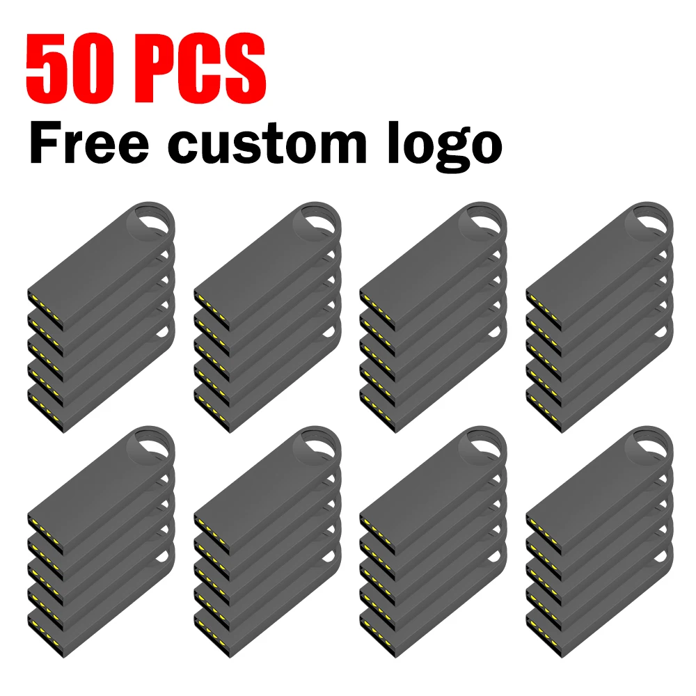 

50PCS Free Custom LOGO USB Flash Drive 4GB 8GB 2.0 High Speed Pen Drive 16GB 32GB 64GB 128GB Pendrive metal usb sticks