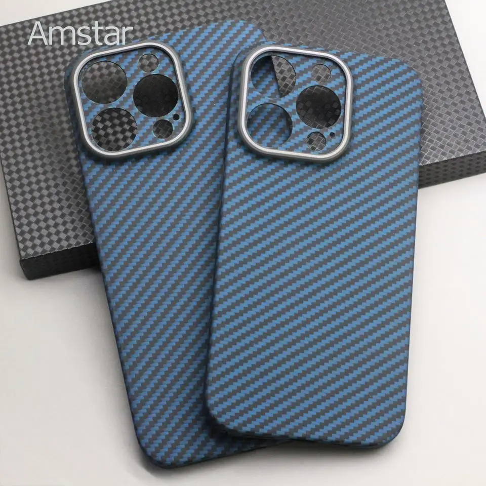 Amstar Carbon Fiber Multicolor Phone Case for iPhone 14 Pro Max Ultra-thin Aramid Fiber Lens Protection Cover for iPhone 14 Plus