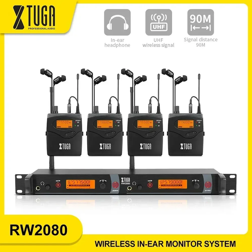 XTUGA RW2080 Professional Wireless In Ear Monitoring System Dual Channnels Transmitter For Stage Performances And Small Concerts