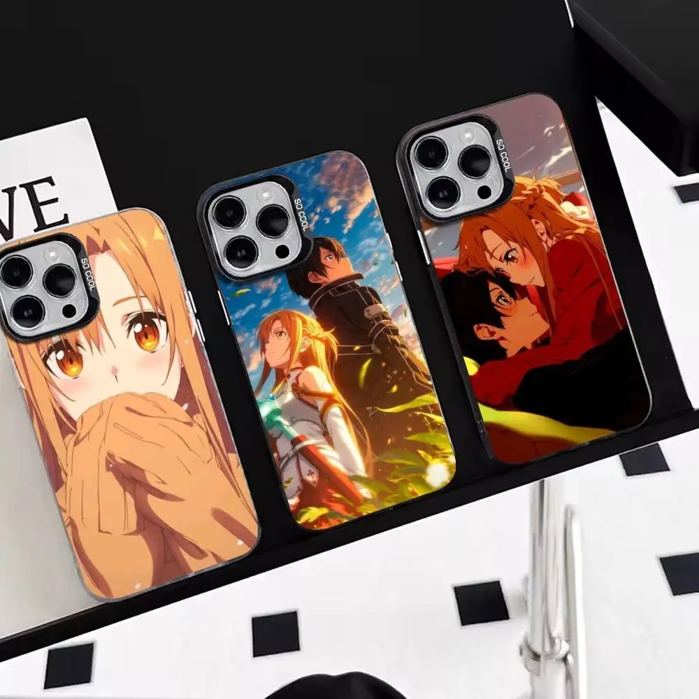 

Kazuto Kirigaya-Asuna Yuuki Phone Case For iPhone 17,16,15,14,13,12,11 Plus,Pro Max,XS,Colorful Silver Black Cover